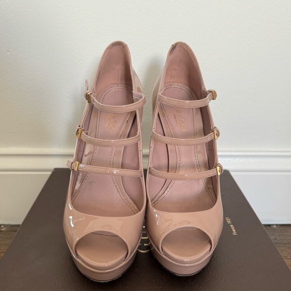 Pre owned Gucci Vernice Crystal DK Cipria Heels size 37.5 - Picture 6 of 12